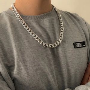 Silver Unisex Cuban Link Chain